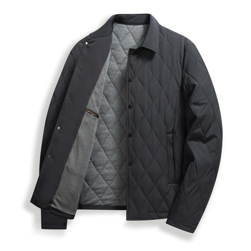 Осенне-зимняя куртка из шелковицы с подкладкой и лацканами для среднего возраста, легкая повседневная одежда с хлопковой подкладкой, теплая куртка