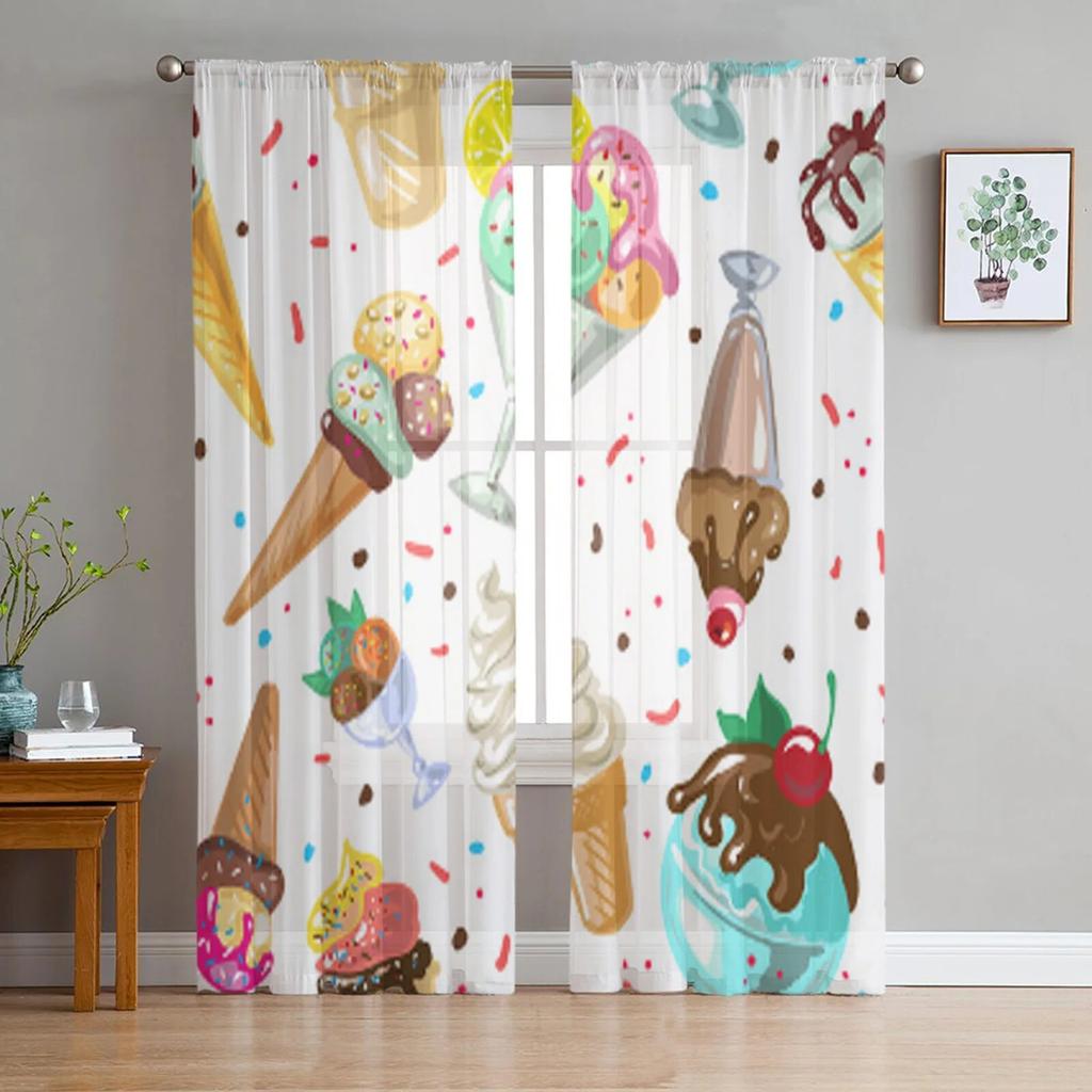 Десерт, торт, хлеб, современные тюлевые шторы для гостиной, спальни, дома, кухни, окна, прозрачные шторы