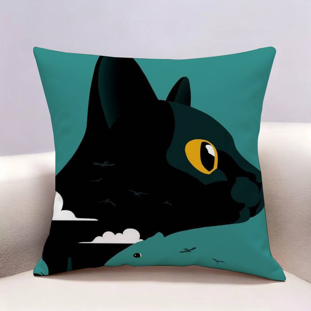 FFlow Movie Black Cat Doublesided print Pillow Case for Sofa Living Room Home office Decor Protective Cover