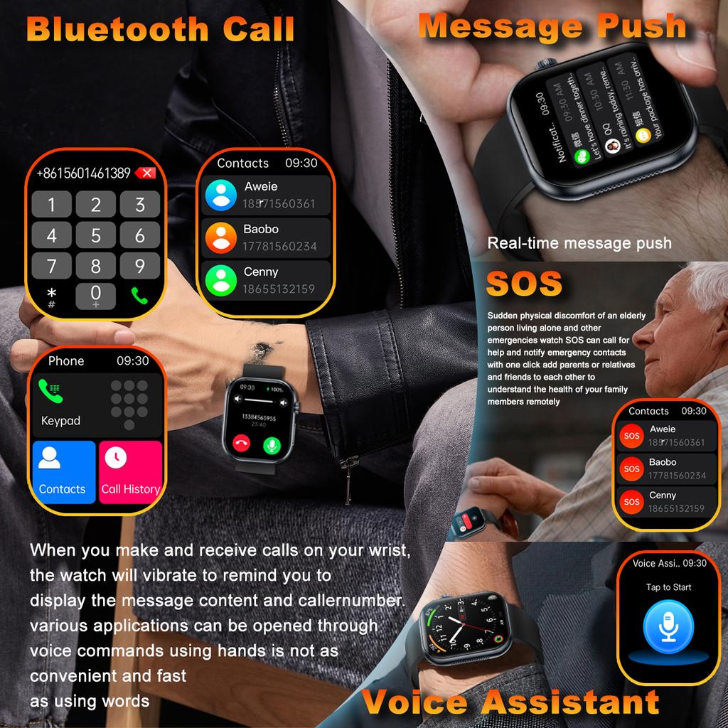 SACOSDING Женские умные часы с экраном Amoled для мужчин, для активного отдыха, Bluetooth, для звонков, ЭКГ, для мониторинга здоровья, для спорта, фитнес-трекера, умные часы