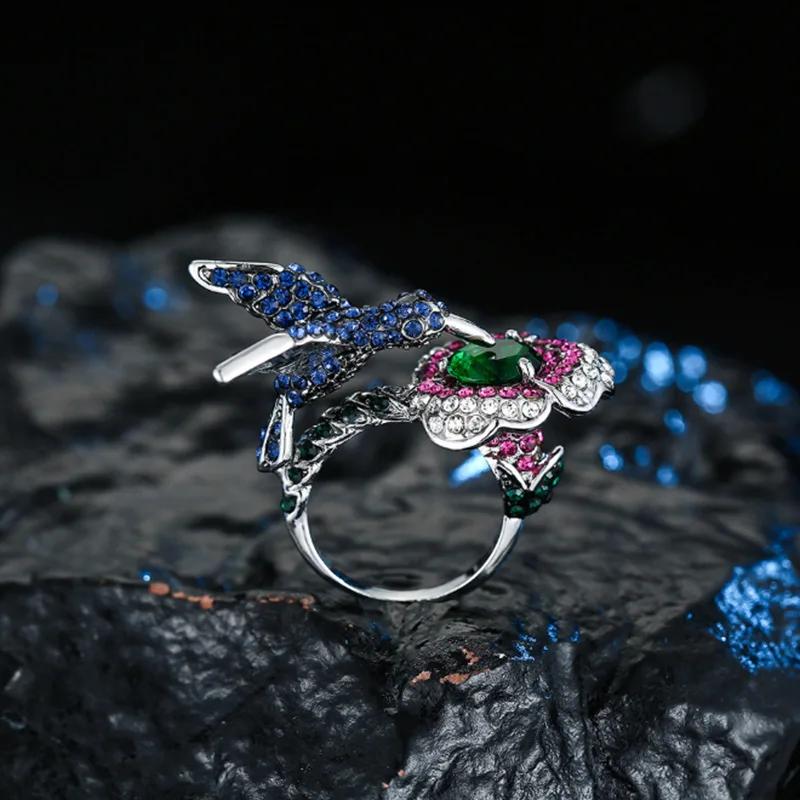 Изысканные уникальные кольца на пальцы в виде паука с туманом для женщин, блестящие кольца с камнями из кристаллов CZ, животные, женские аксессуары Anel, подарки