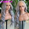 AIMEYA Platinum Blonde Synthetic Lace Front Wig Long Body Wave Natural Hairline Wigs Heat Resistant Fiber Hair Daily Use Csplay
