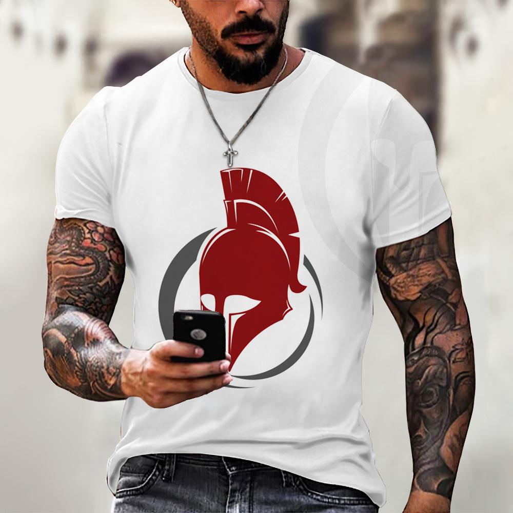 Vintage Men's T Shirt 3d Sparta Print Short Sleeve Tops Summer Street Hip Hop T-shirts For Men Oversized Tee Shirt Man Clothing