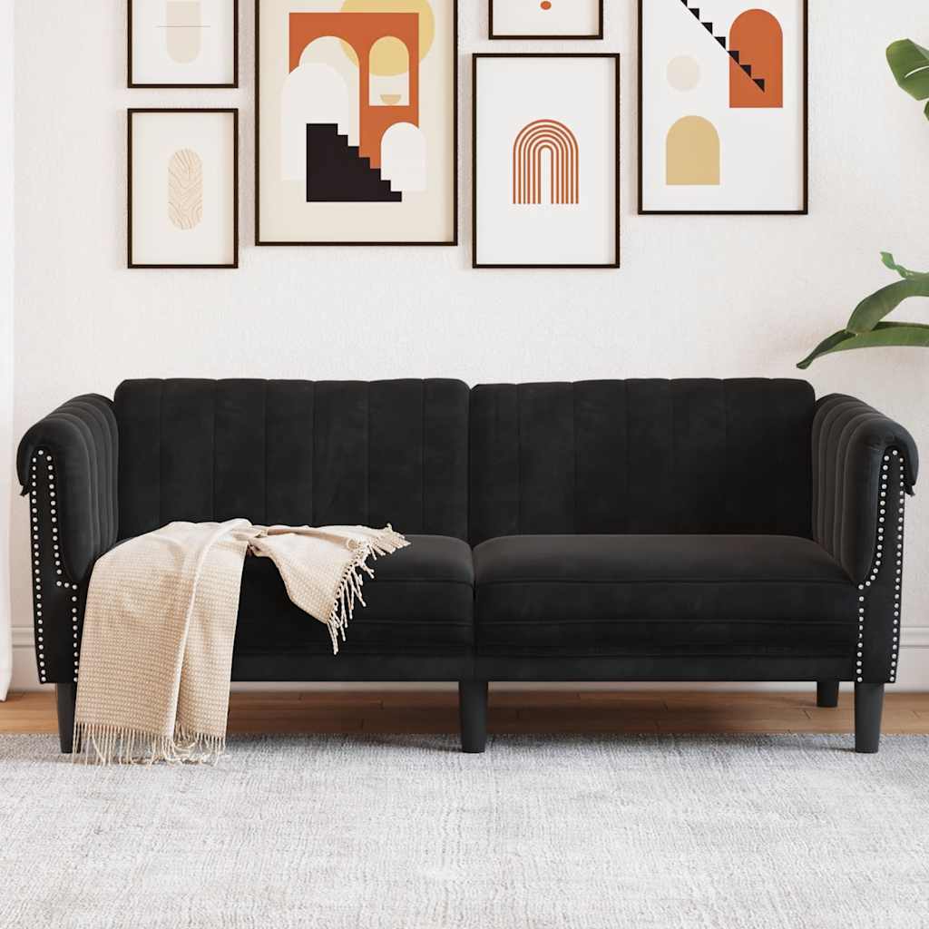 2 Seater Sofa in Black Velvet