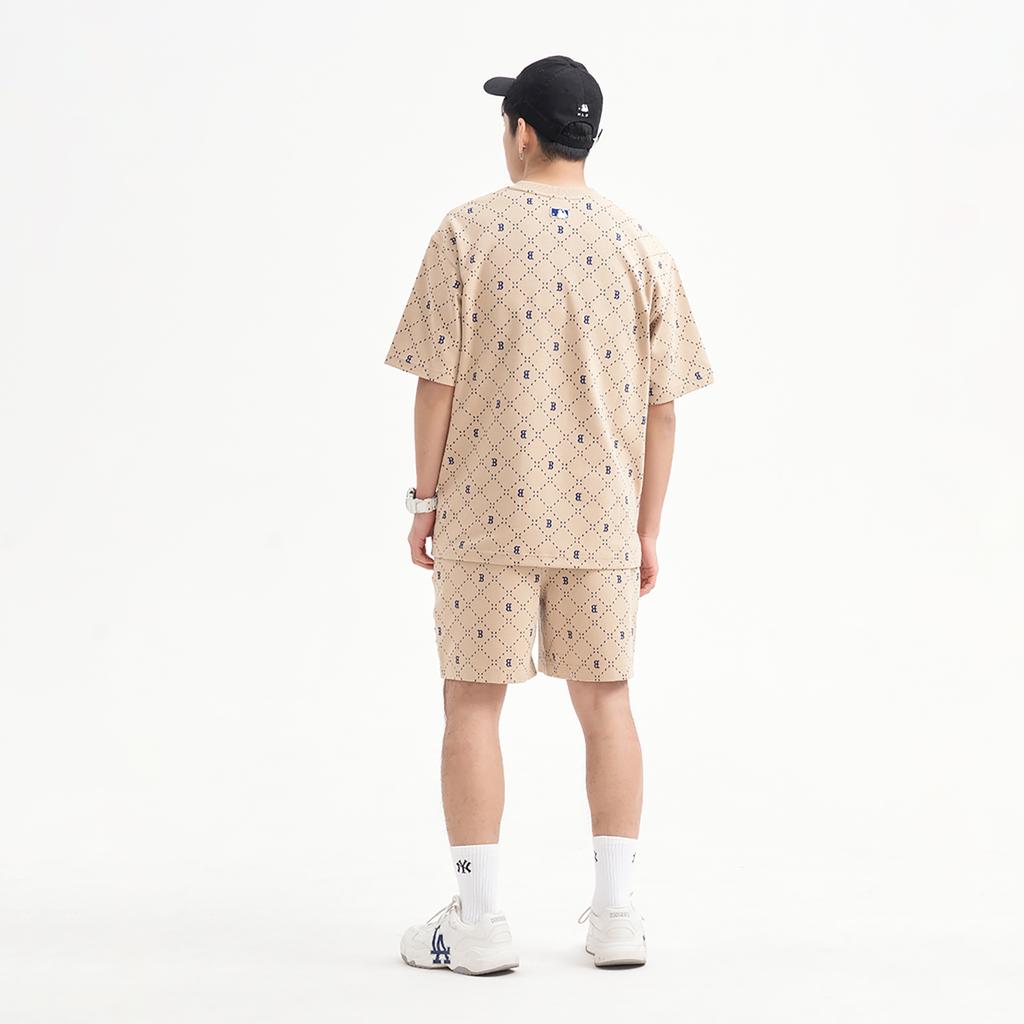 New MLB Set in Sleeve T Shirt Unisex Sandy Brown 3ATSM0533-43SAL