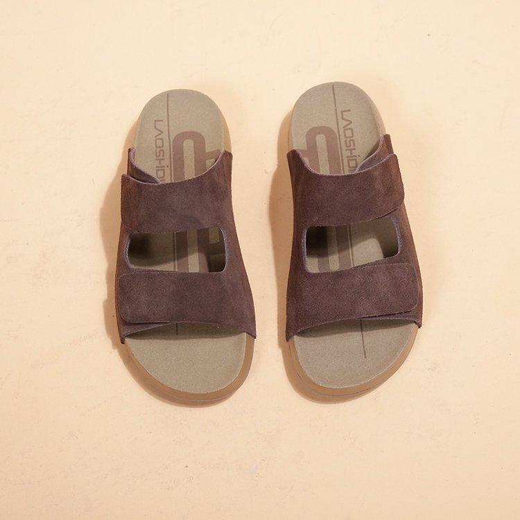 Cowhide Version~ Zhao Zhaoyi's Same Toast Drag Girl 2025 Summer New Thick-bottomed Boken Cool Slippers To Wear Outside