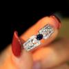 New Sapphire Ring Full Diamond Set Zircon Ring Elegant Light Luxury Fashion Accessories for Women