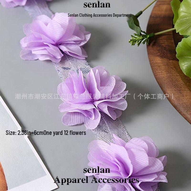 3D Chiffon Lace Flower Ribbon for Children's and Women's Clothing Accessories