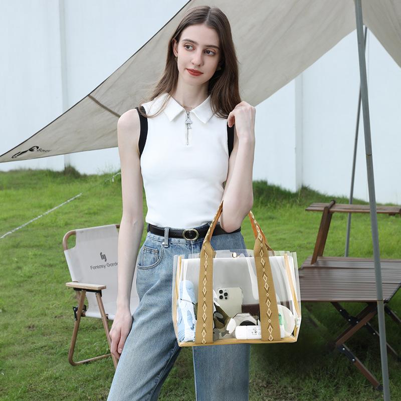 Большая вместительная сумка для хранения сумок из прозрачного ПВХ, женская модная симпатичная горизонтальная сумка