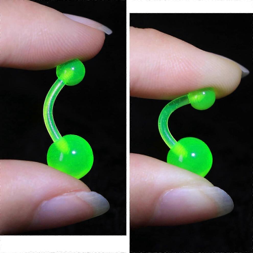 10Pieces Belly Button Rings Glow in The Dark Belly Rings 14G Banana Barbells Colorful Navel Piercing Jewellery Navel Bars-KAKA