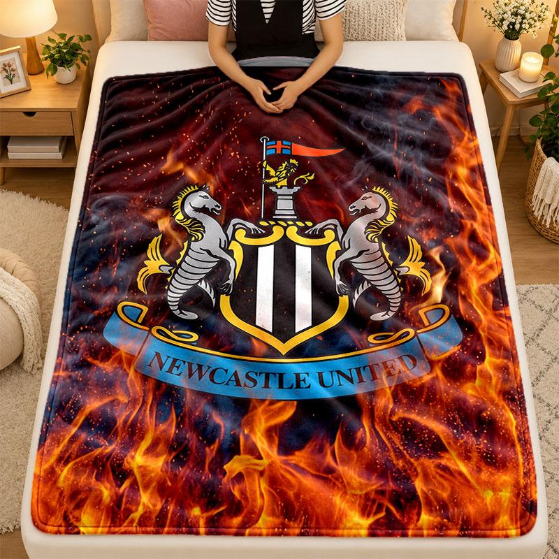 Flannel BlanketNewcastle United Football Warm Soft Throw Blanket for Indoor Sofa Bed Living Room Use