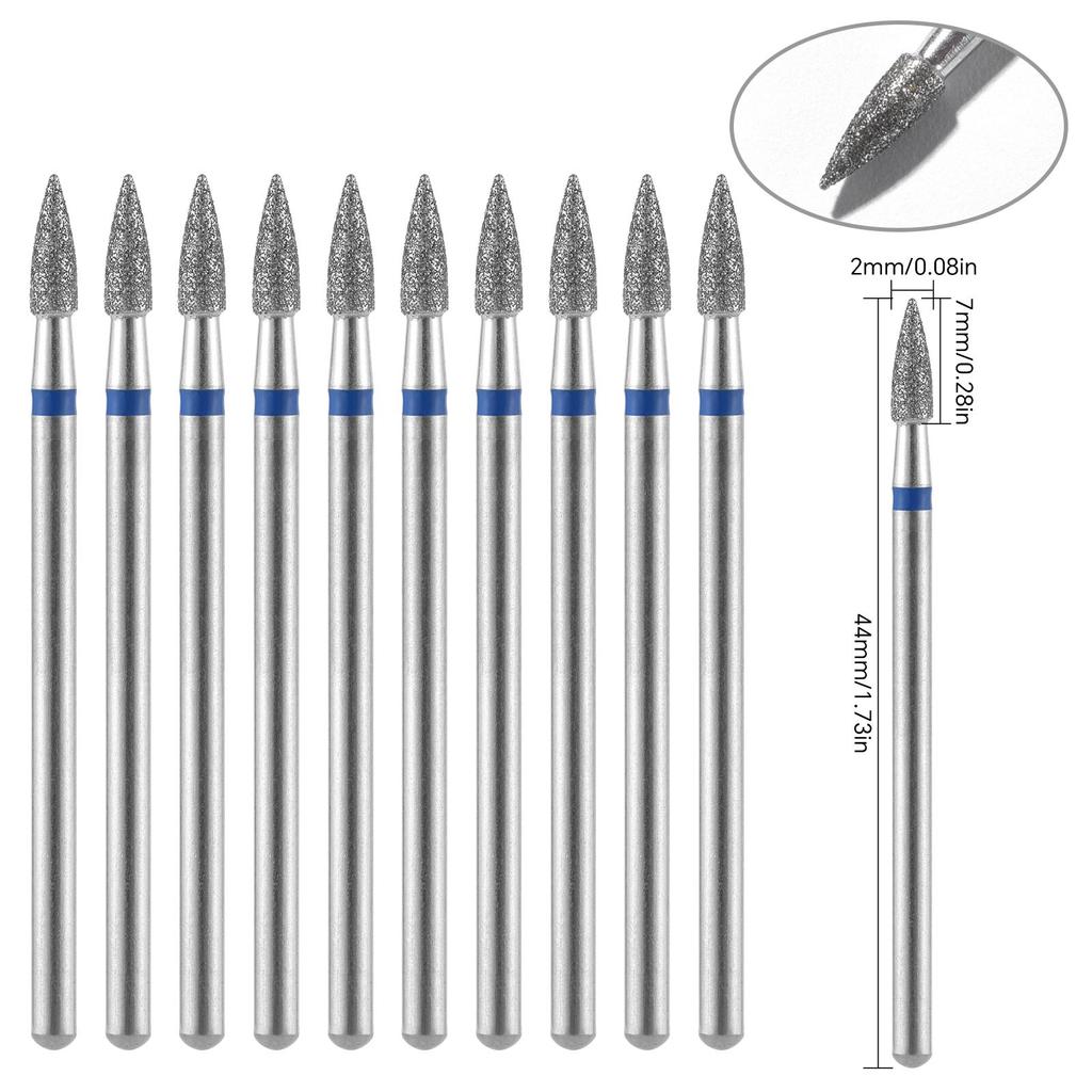 10 шт., алмазные фрезы, набор сверл для ногтей, аксессуары для маникюра, педикюра, электрическая машина, кисточка для ногтей, инструменты для заусенцев