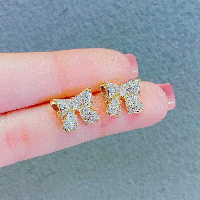 Exquisite S925 Sterling Silver Christmas Bell Bow Earrings