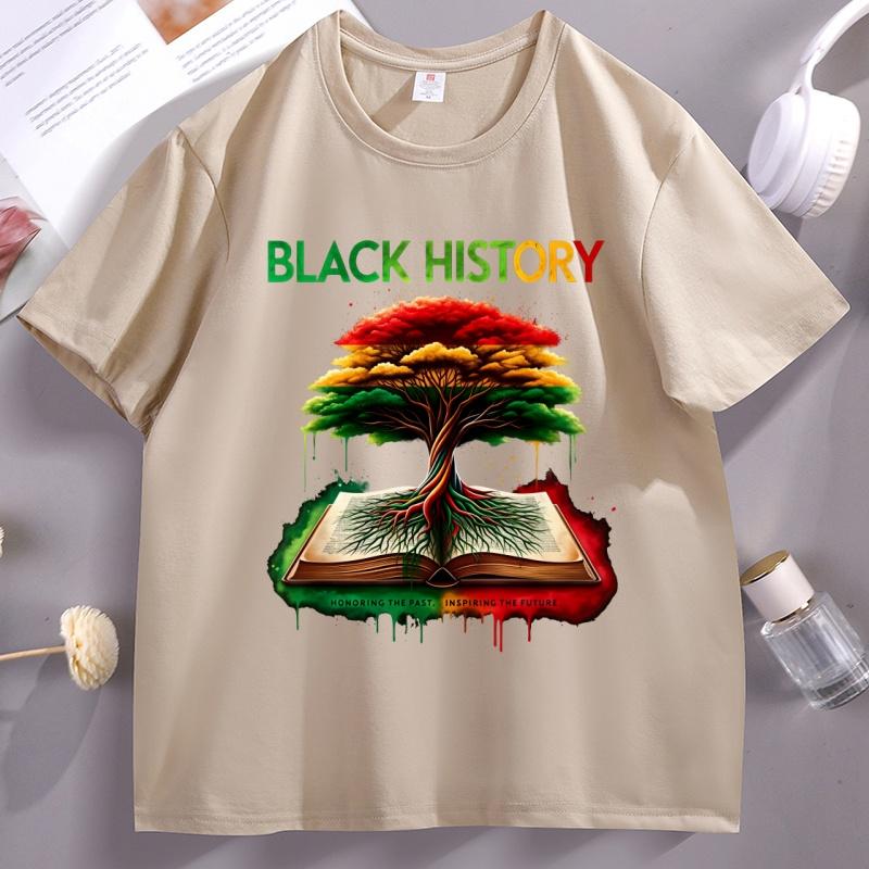 Tree on The Books Graphic T Shirts Black History Month TShirt Black Lives Matter Tshirt Casual Cotton Short Sleeve Clothes