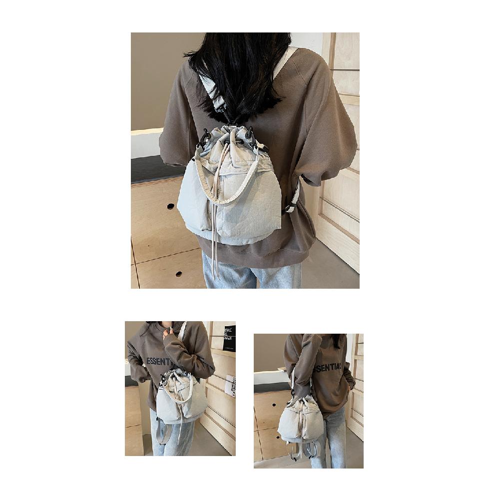 Waterproof Lightweight Cross-Shoulder Crossbody Bag Fashion Casual Large Capacity Drawstring Bucket Bag Simple Casual WOMEN'S Bag