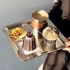Luxury Square Stainless Steel Serving Tray,Coffee Tray,Desserts – Elegant Serving Platters for Café, Restaurant Bathroom Tray