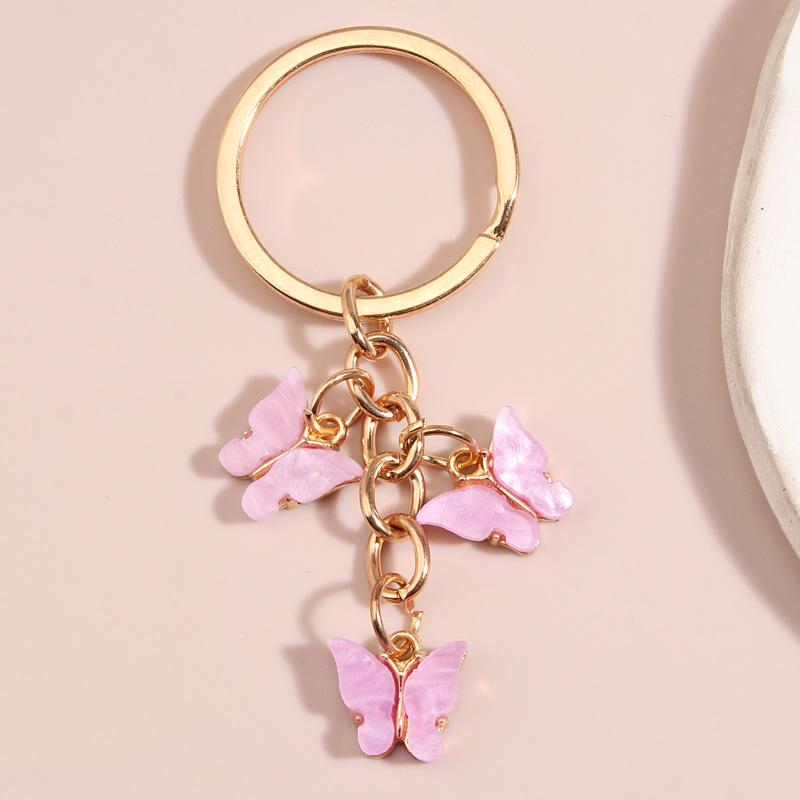 Cute Colorful Butterfly Enamel Flying Animals Key Chains For Women Girls Accessorie Handmade Jewelry Bag Charm