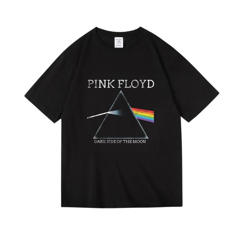 Футболка Pink Floyd Dark Side of The Moon с изображением обложки альбома Топы Винтажные Мужские Женские Свободного кроя Хлопковая Одежда Хип-хоп Унисекс Футболка Одежда