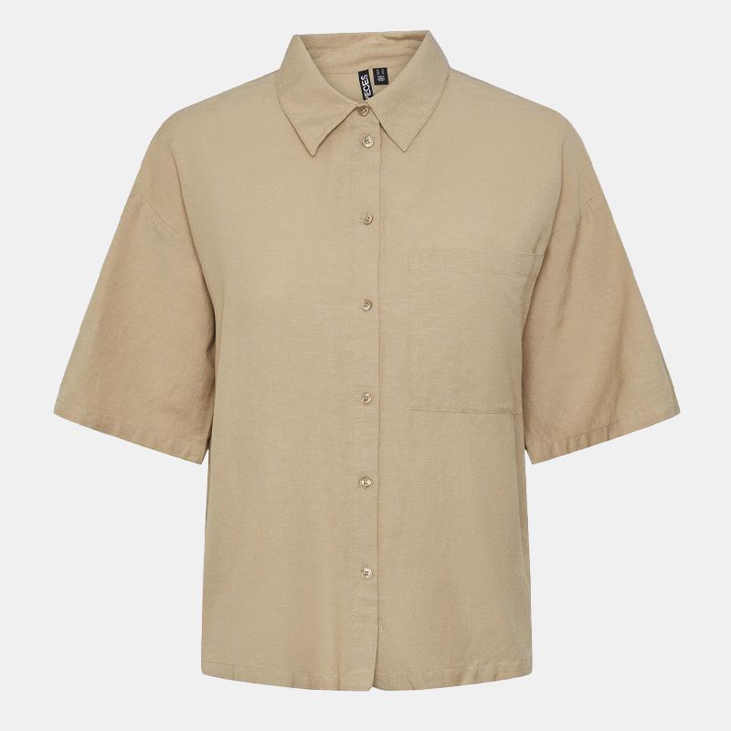 Рубашка женская однотонная с короткими рукавами ШТКИ