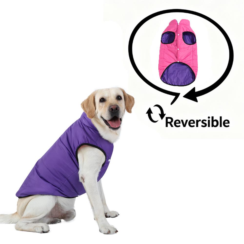 Solid Pet Jacket Reversible Windproof Dog Coat Vest Winter Warm Button Costume For Large Dogs Labrador Golden Retriever Outfits