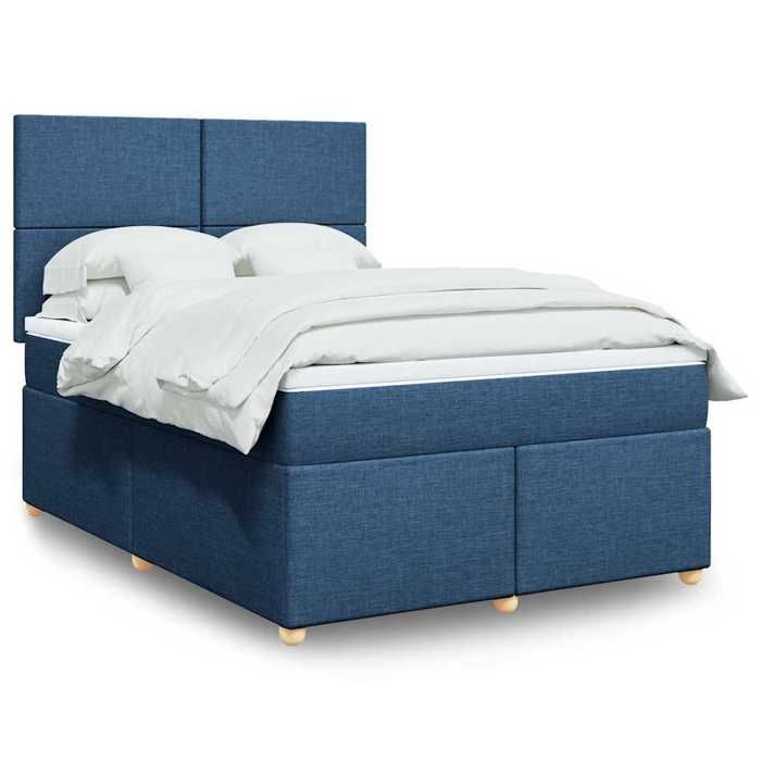 Maison Exclusive - Sommier à lattes de lit avec matelas Bleu 140x190 cm Tissu