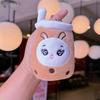 Cartoon Panda Cute Rabbit Fruit Milk Tea Cup Plush Toy Pendant Keychain For Kids