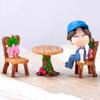2/3Pcs Mini Table Chair DIY Craft Garden Landscape Flowers Plants Decor Ornament