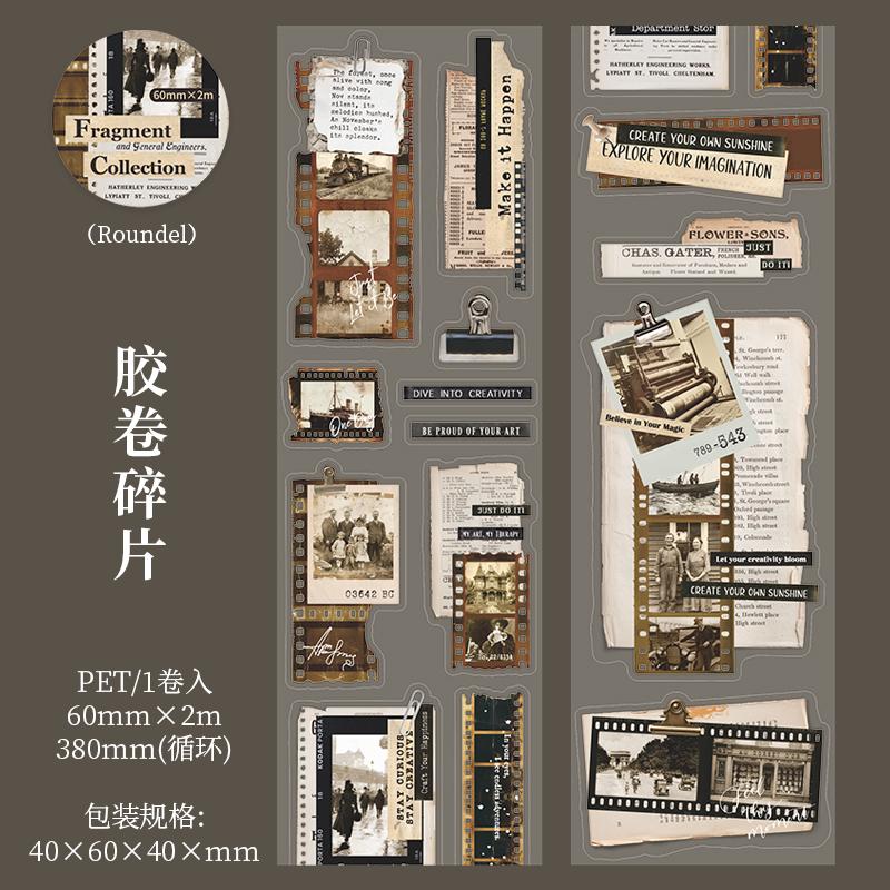 Journal GO 6x200cm Fragmented Notes Vintage Tape Stickers for Diary Card Decoration Masking Tape Scrapbook Journaling Sticker