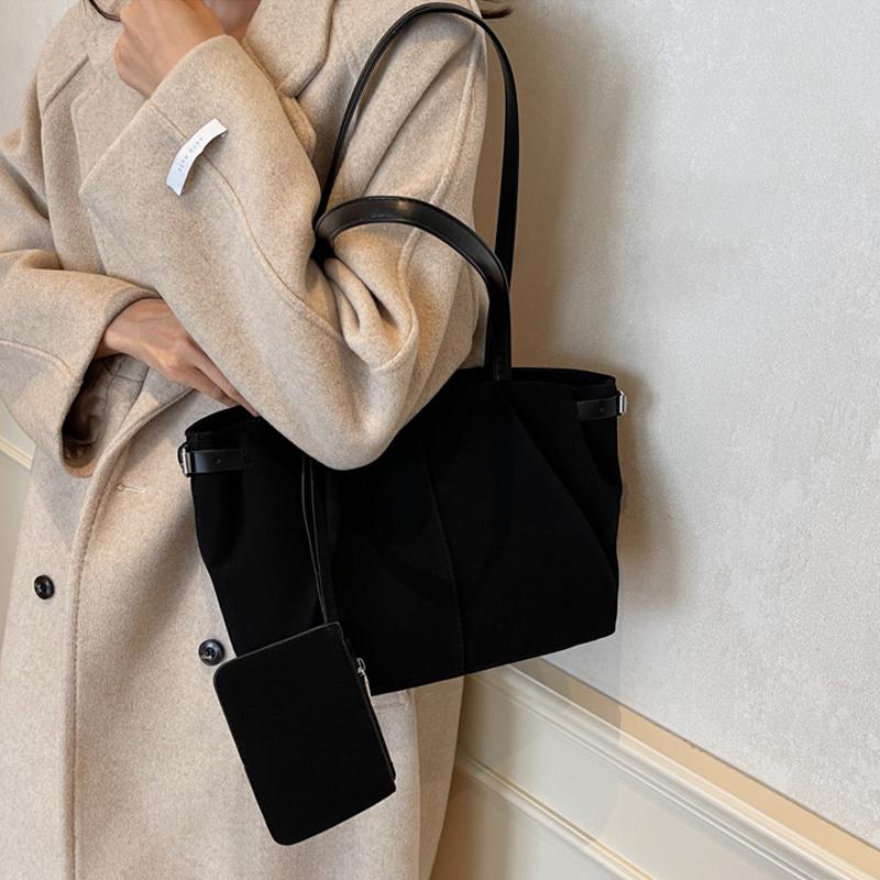 Yogodlns Замшевые сумки через плечо для женщин, вместительные сумки-тоуты, легкая сумка под мышкой, повседневная сумка-шоппер, однотонная дорожная сумка-ведро