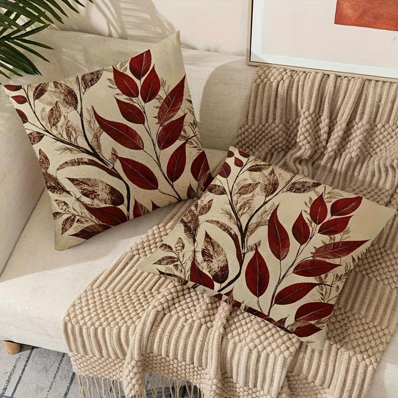Vikama Bohemian Leaf Print Pillowcase Set Artistic Home Bedroom Decorative Cushion Covers Suitable For Any Room