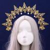 Baroque Sun Goddess Crown Gold Plated Tiara Headpiece Halloween Costume  Cosplayers