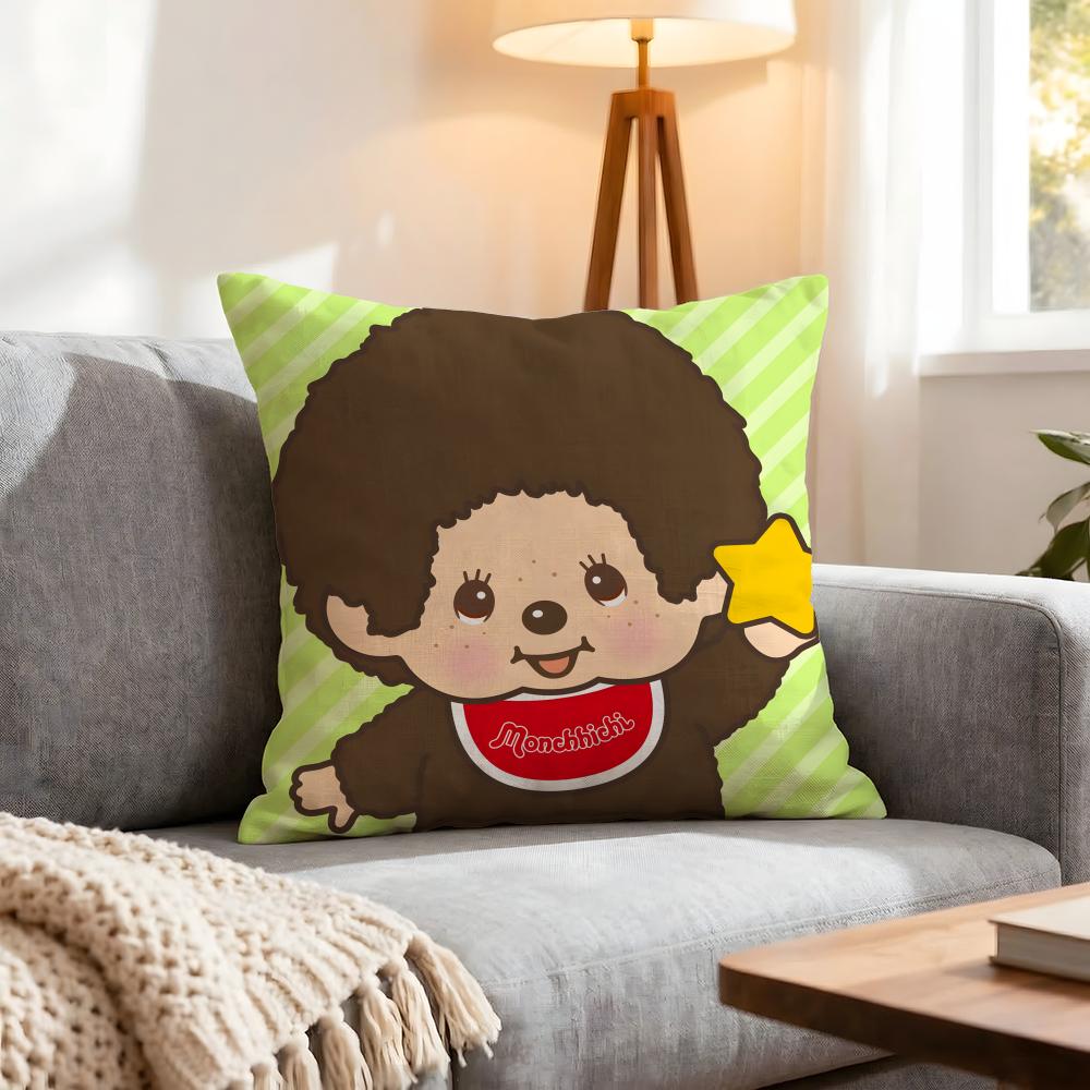 Character Monchhichi Cushion Cover 1Pcs Decorative Covers Soft Cushion Case For Sofa Couch Decor 40X40 45X45 Pillowcases