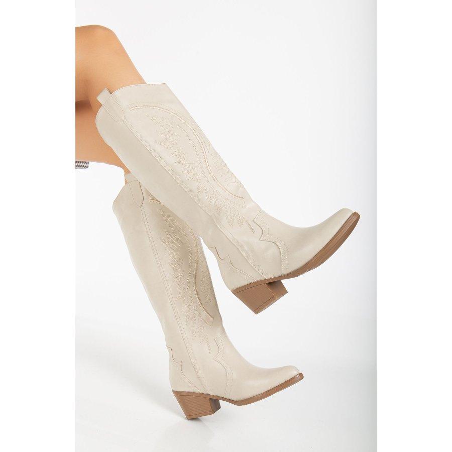 Женские повседневные высокие сапоги в западном стиле на низком каблуке