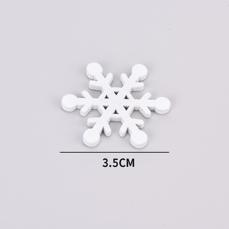 50Pcs Mix Shape Wooden White Snowflakes Christmas Ornaments Xmas Wood Pendants