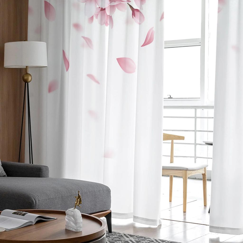 Розовые цветы вишни белые прозрачные шторы для гостиной тюль занавеска для спальни кухонное окно