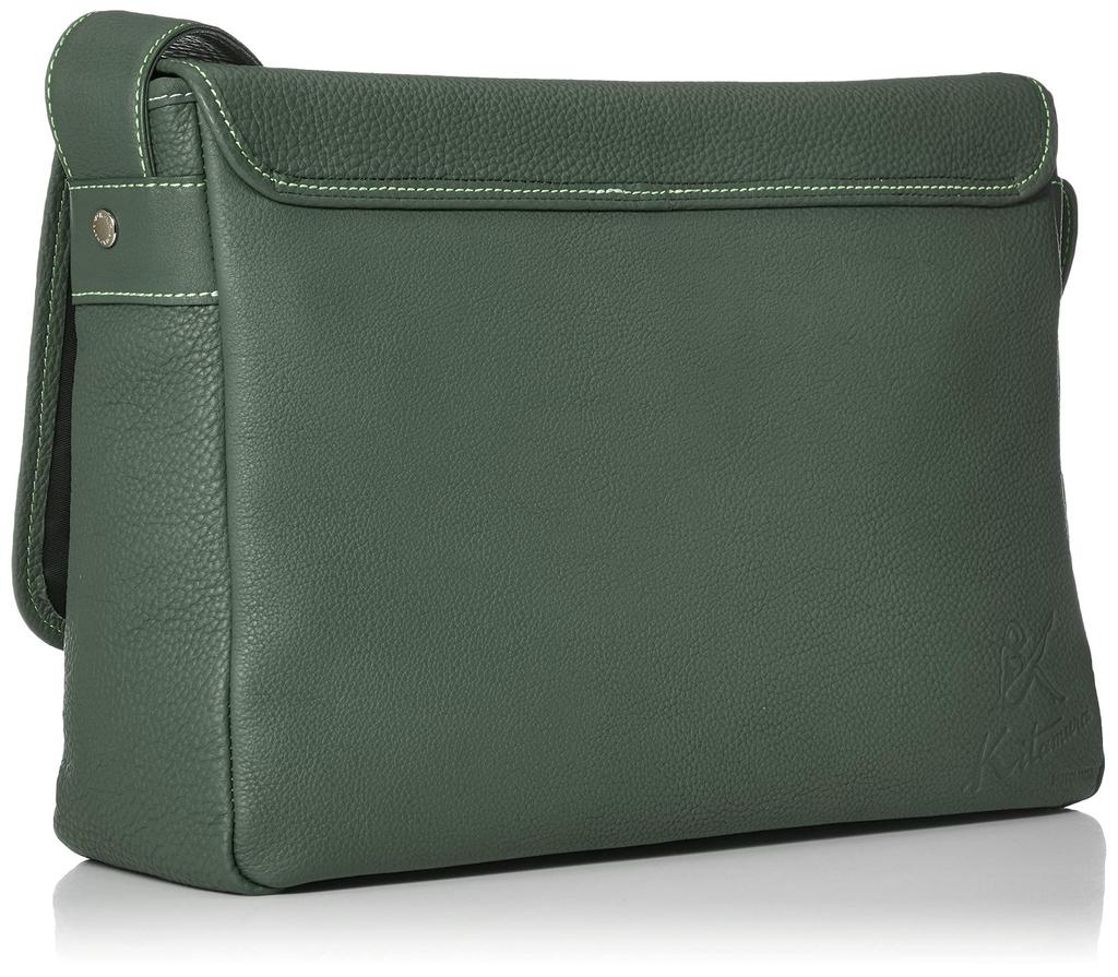 Shoulder bag A4 size compatible Dark green stitch 32311 [Kitamura] Y-1112 green/light [Green]