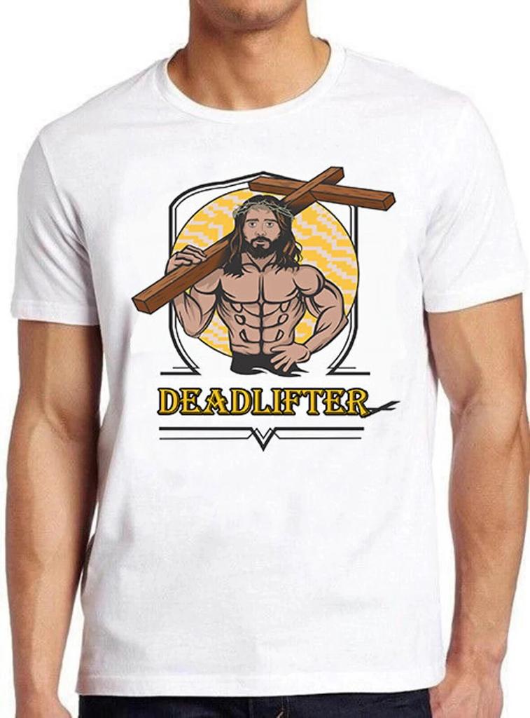 Иисус Тяжелоатлет Забавный Топ для Зала Крутой Подарок Футболка T-Shirt M462