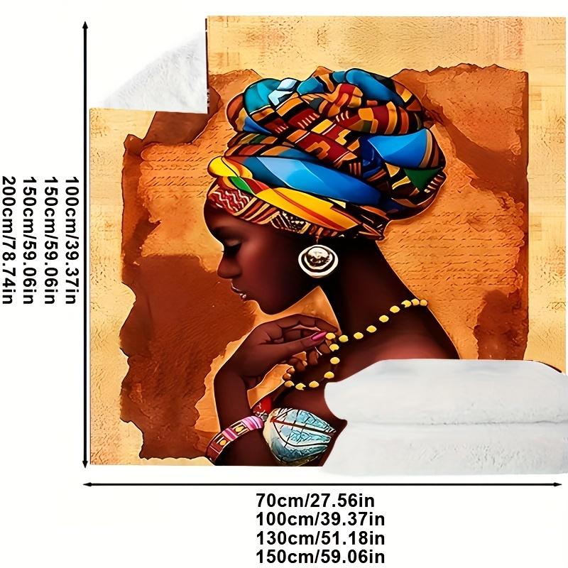 African Woman Flannel Blanket – Vibrant Soft Throw – Multi-Purpose for Couch Bed Camping – Warm Stylish Home Decor