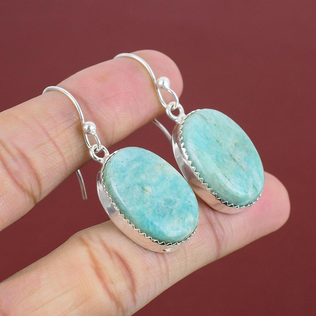 Серьги из амазонита, натуральные драгоценные камни, достойные ювелирные изделия, серьги из стерлингового серебра 925 пробы, серьги-подвески ручной работы, подарки для женщин, серебряные украшения