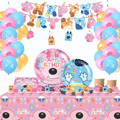 Edge Bruy Party Бумажная тарелка Одноразовое украшение для вечеринки Украшение места проведения Розовые принадлежности для вечеринки с собаками