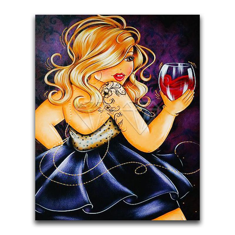 5D DIY алмазная живопись мультфильм толстая девушка дамы милый домашний декор полная круглая алмазная вышивка крестиком Алмазная мозаика