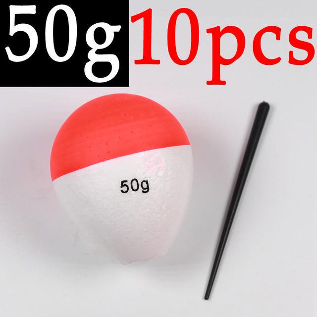 10PCS 0.8g ~ 60g Hard Foam Bobber Float Oval Saltwater Fresh Water Bulegill Carp Trout Inline Vertical Fishing Floats