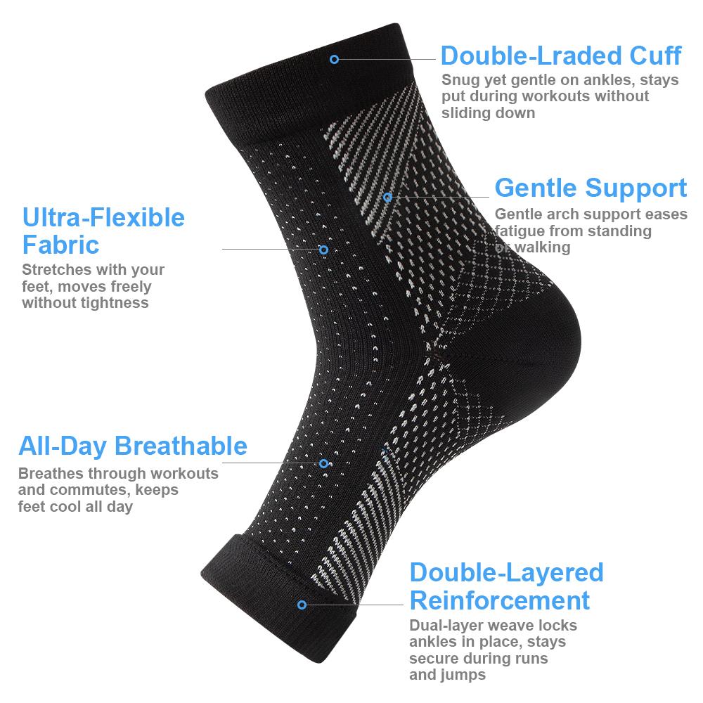 1Pair Nano Socks Neuropathy Socks Compression Sleeve for Ankle Swelling,Plantar Fasciitis,Neuropathy - Ankle Brace for Women Men