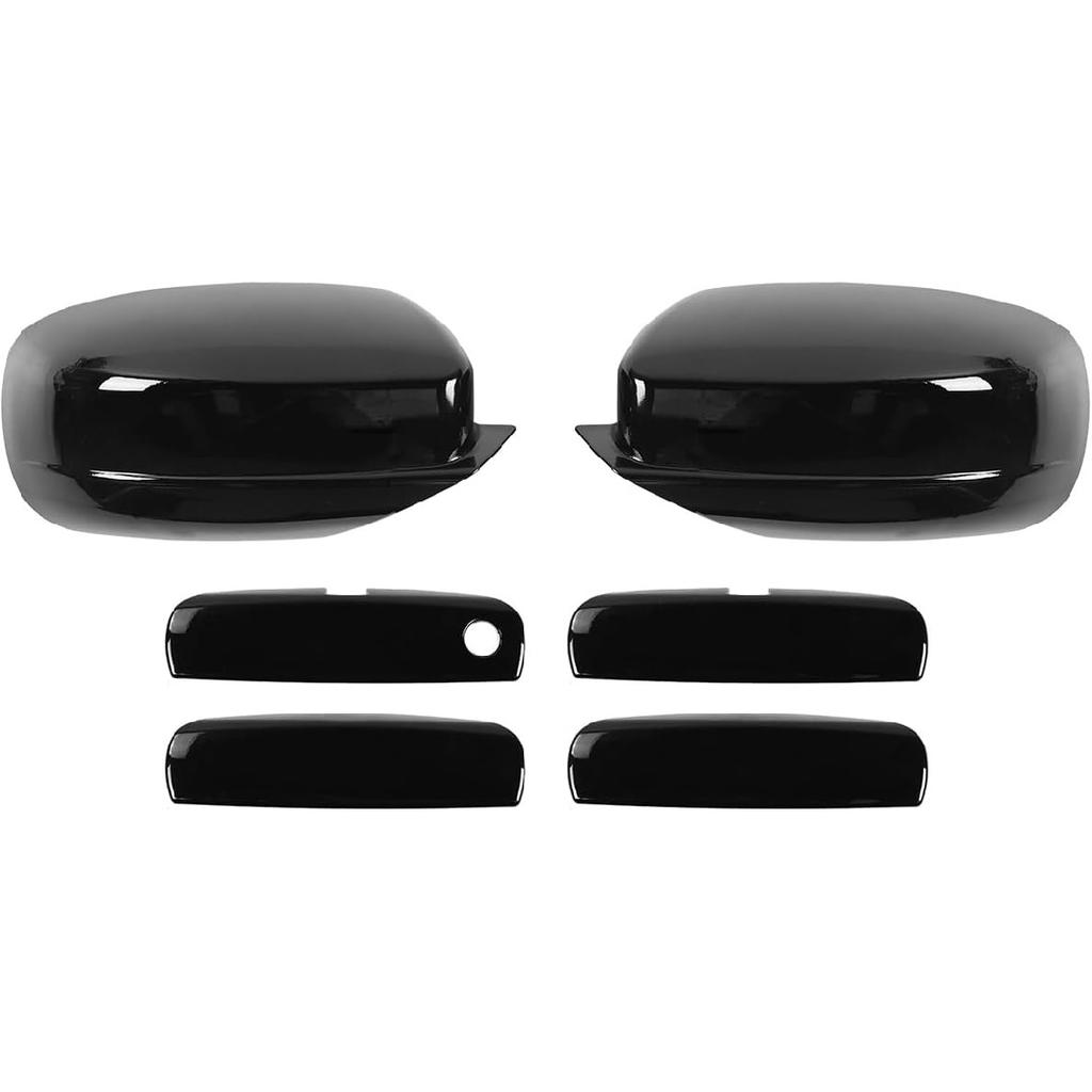 Carbon Fiber Exterior Side View Mirror Covers Caps & Door Handle Covers Trim Fit for 2010- 2024 Dodge Charger