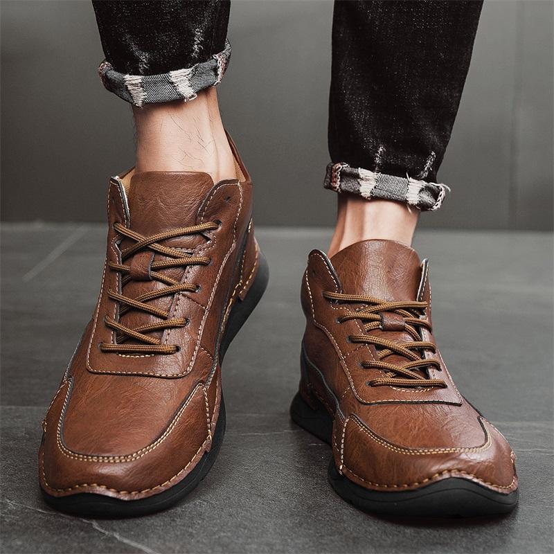 Fashion High Quality Men Casual Leather High Top Ankle Boots Designer Soft Bottom Casual Flats Equestr Botas Short Plush Walking Shoes