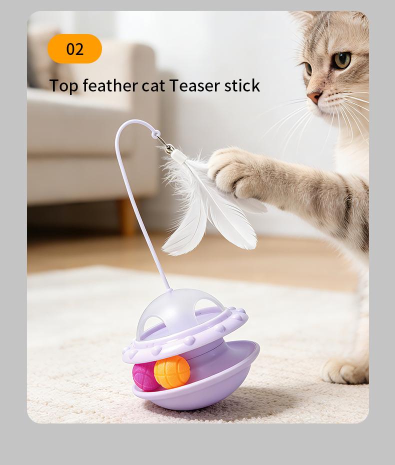 2026 New Style Cat Tumbler Toy Dancing Feather Cat Wand Toy With Feather and Catnip Cat Ball Toy