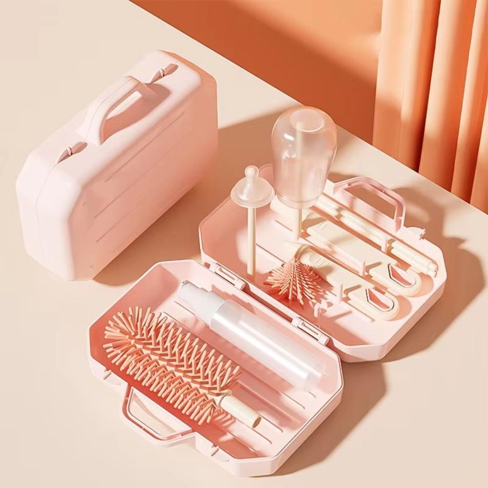 Silicone Bottle Brush Set Baby Bottle Drying Rack Portable Bottle Scrubber Cleaning Tool Set