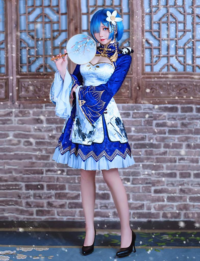 Жизнь в другом мире Рем Рам Косплей Китайское платье Наряд горничной Китайская одежда [milky time] ReZERO -Начало мира- ReZERO (Рем)