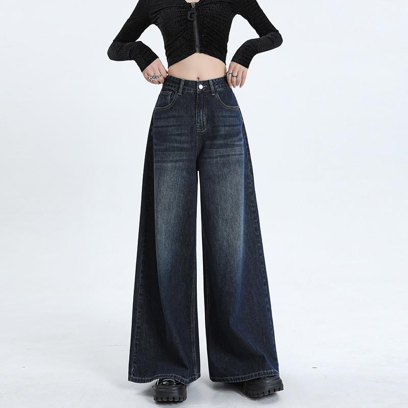 Wide Leg High Waist Jeans For Women With Retro Style And Cotton Denim Fabric