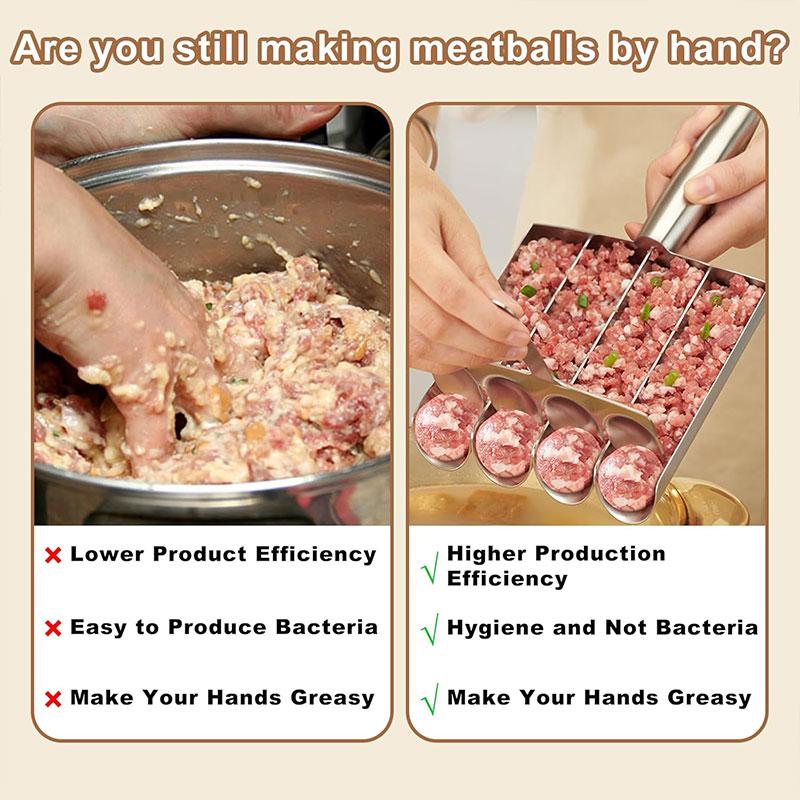 Stainless Steel Meatball Scoop Maker Mold for Fish Beef Easy-Release Non-Stick Rice Ball Dumplings Maker DIY Kitchen Tools